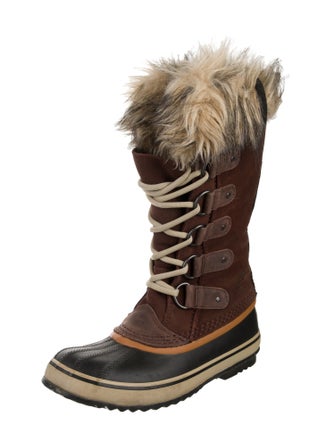 Sorel Suede Faux Fur Trim Lace-Up Boots