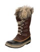 Sorel Suede Faux Fur Trim Lace-Up Boots