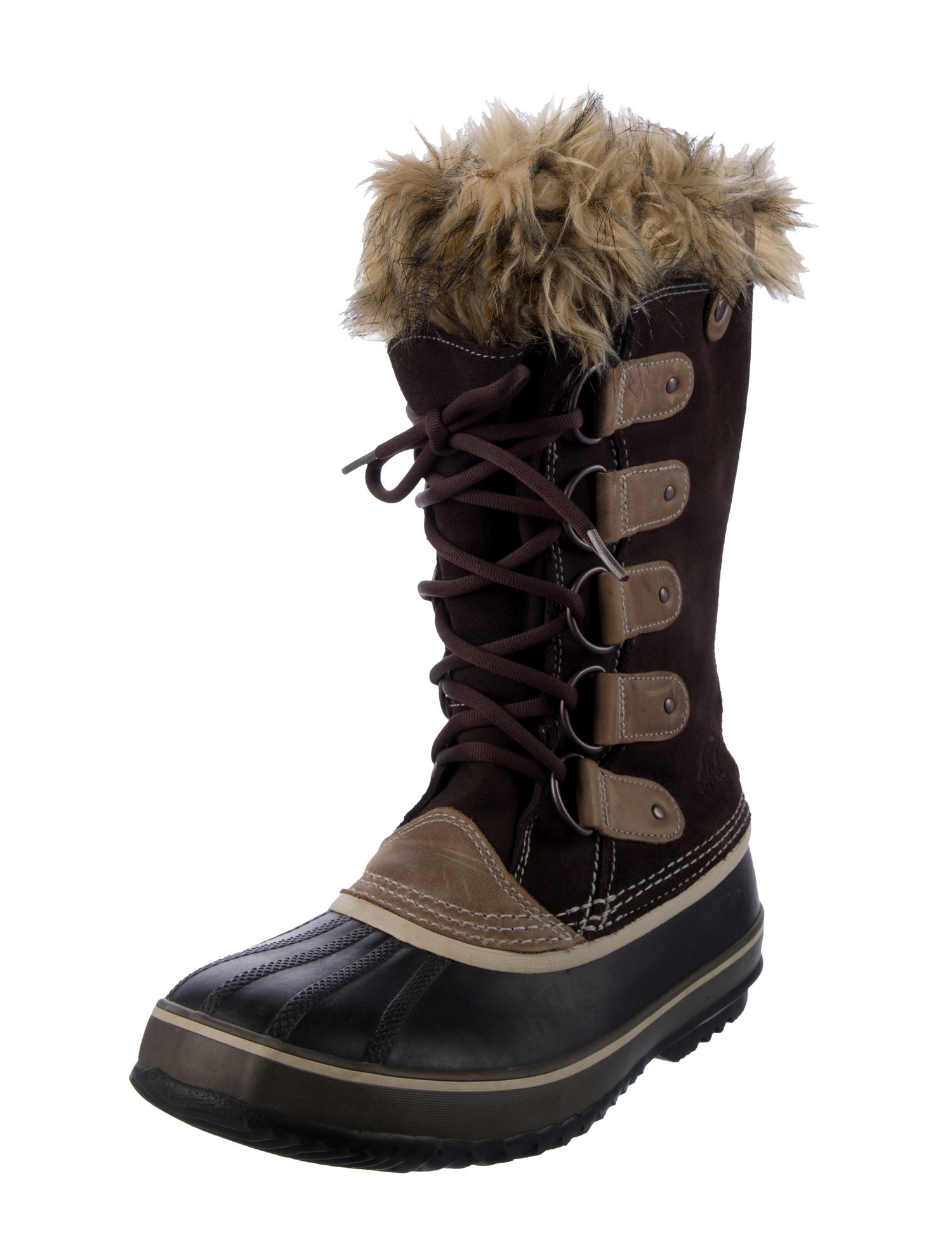 Sorel Suede Faux Fur Trim Lace-Up Boots