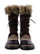 Sorel Suede Faux Fur Trim Lace-Up Boots