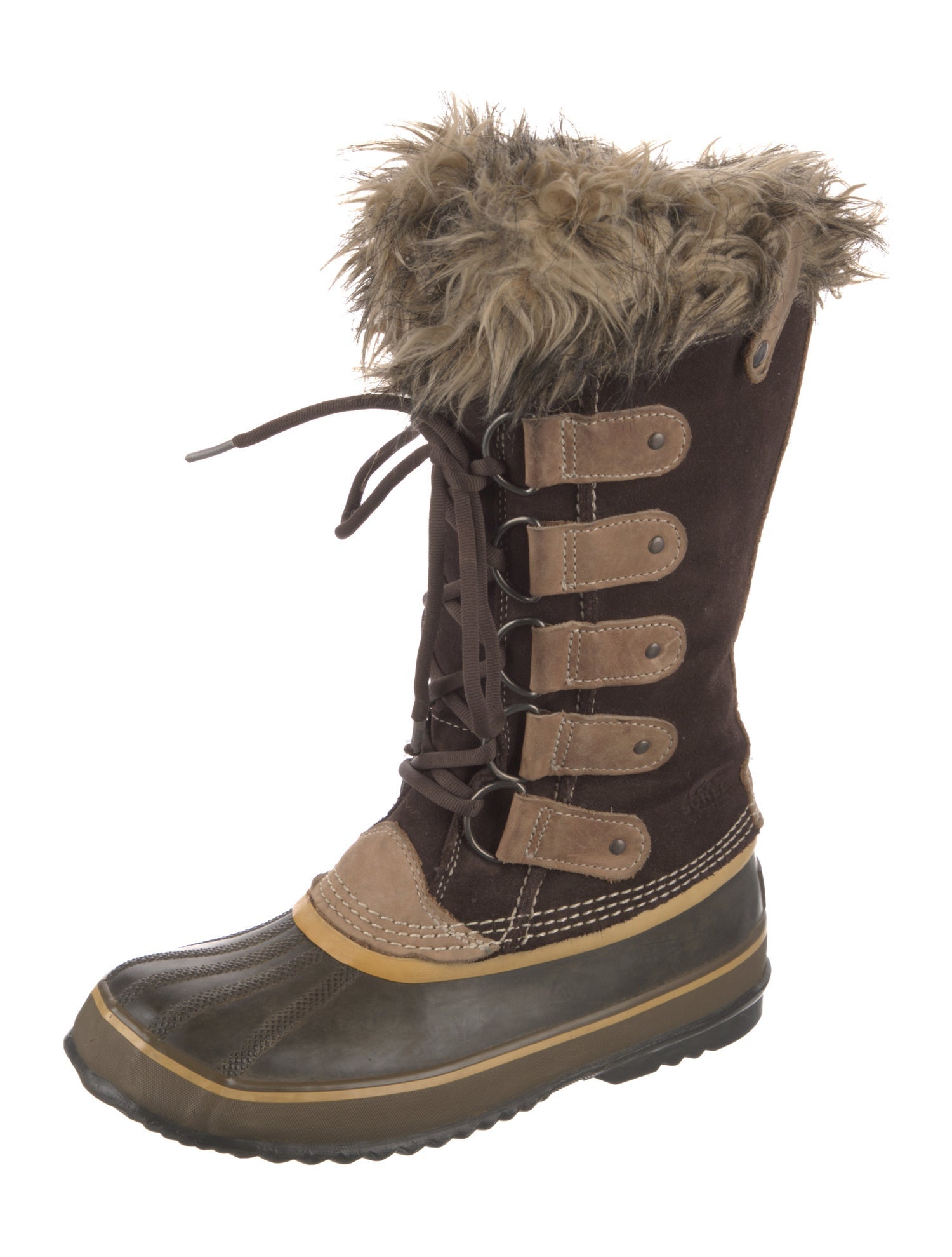 Sorel Suede Faux Fur Trim Lace-Up Boots