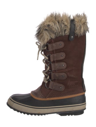Sorel Suede Faux Fur Trim Lace-Up Boots