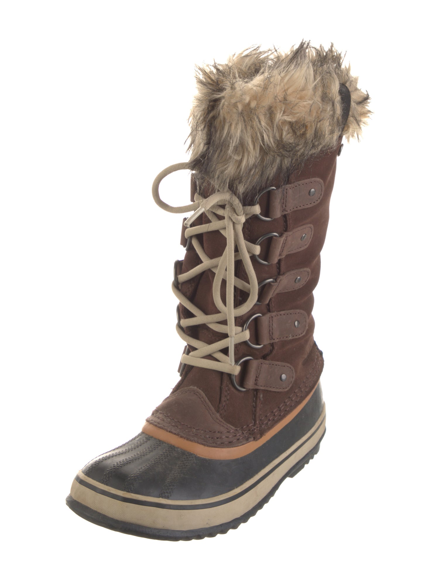 Sorel Suede Fur Trim Lace-Up Boots