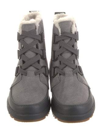 Sorel Suede Fur Trim Combat Boots