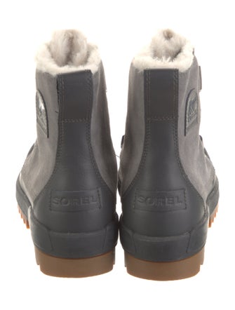 Sorel Suede Fur Trim Combat Boots