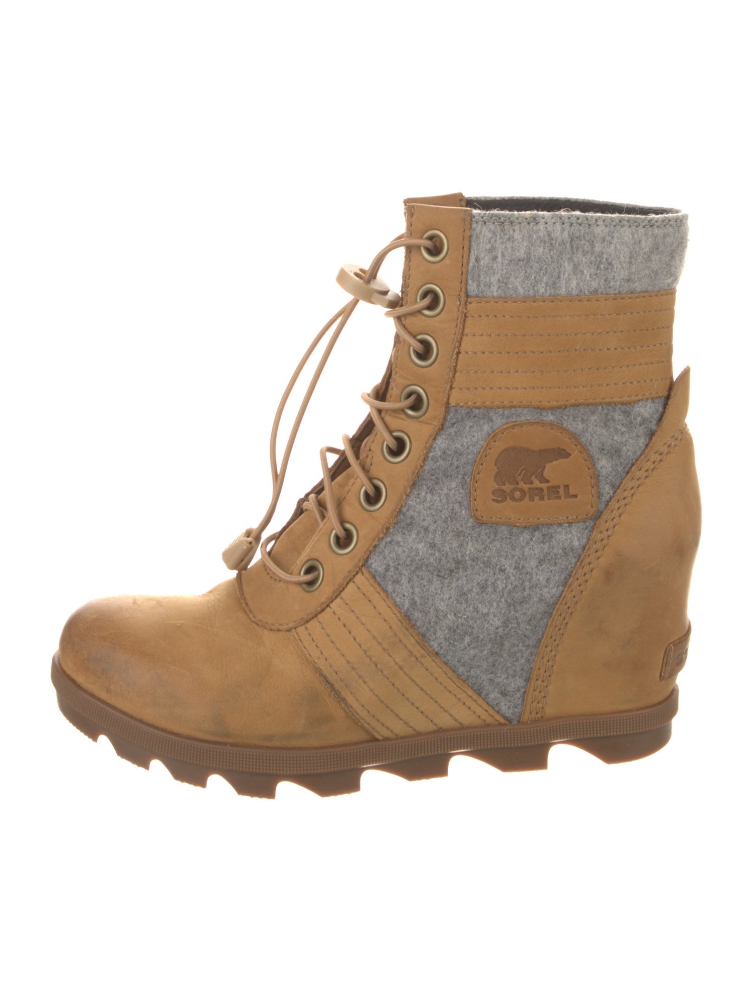 Sorel Leather Colorblock Pattern Combat Boots