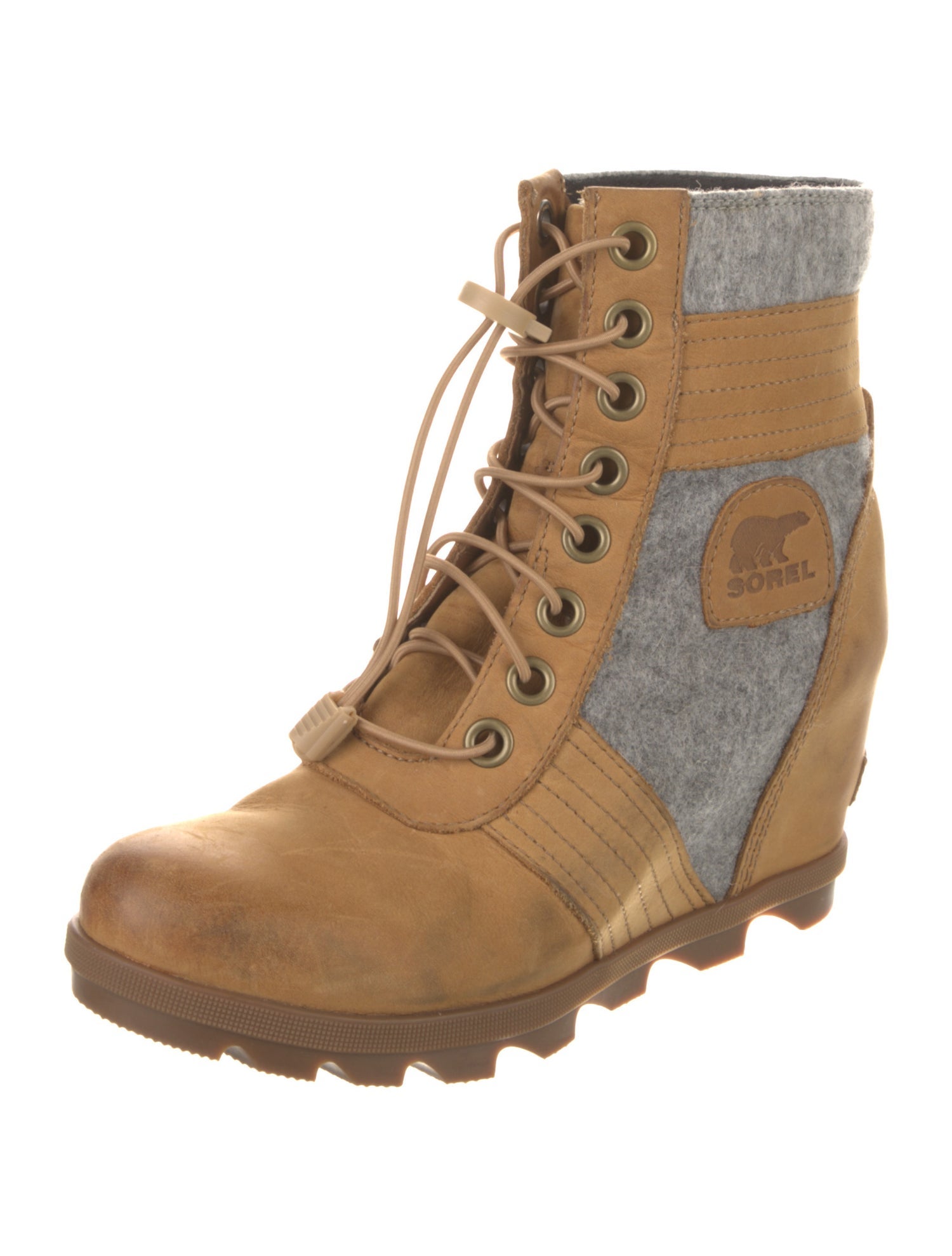 Sorel Leather Colorblock Pattern Combat Boots