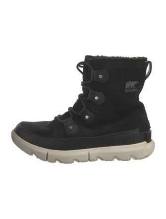 Sorel Suede Faux Fur Trim Lace-Up Boots