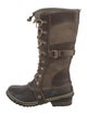 Sorel Suede Leather Trim Embellishment Lace-Up Boots