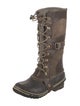 Sorel Suede Leather Trim Embellishment Lace-Up Boots