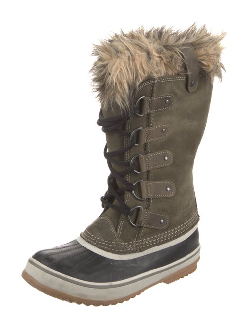 Sorel Suede Fur Trim Lace-Up Boots