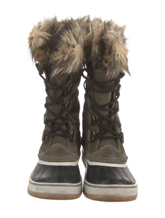 Sorel Suede Fur Trim Lace-Up Boots
