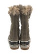 Sorel Suede Fur Trim Lace-Up Boots