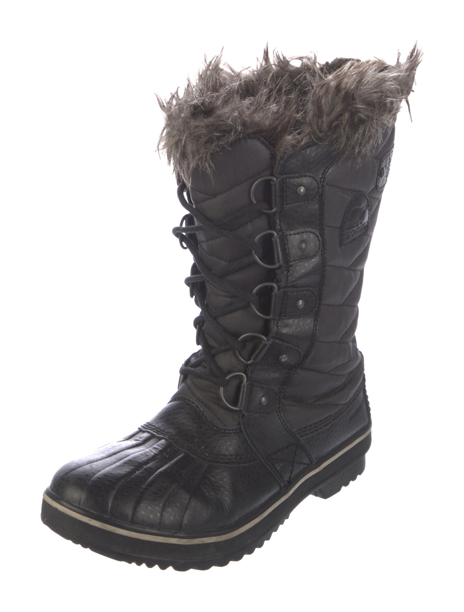 Sorel Leather Faux Fur Trim Snow Boots