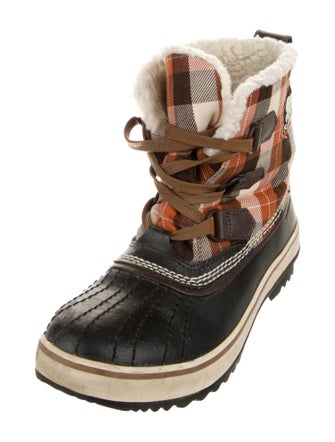 Sorel Canvas Plaid Print Lace-Up Boots