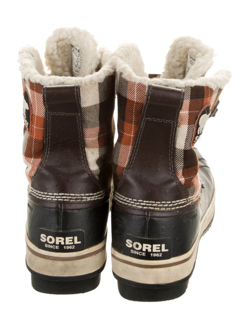 Sorel Canvas Plaid Print Lace-Up Boots