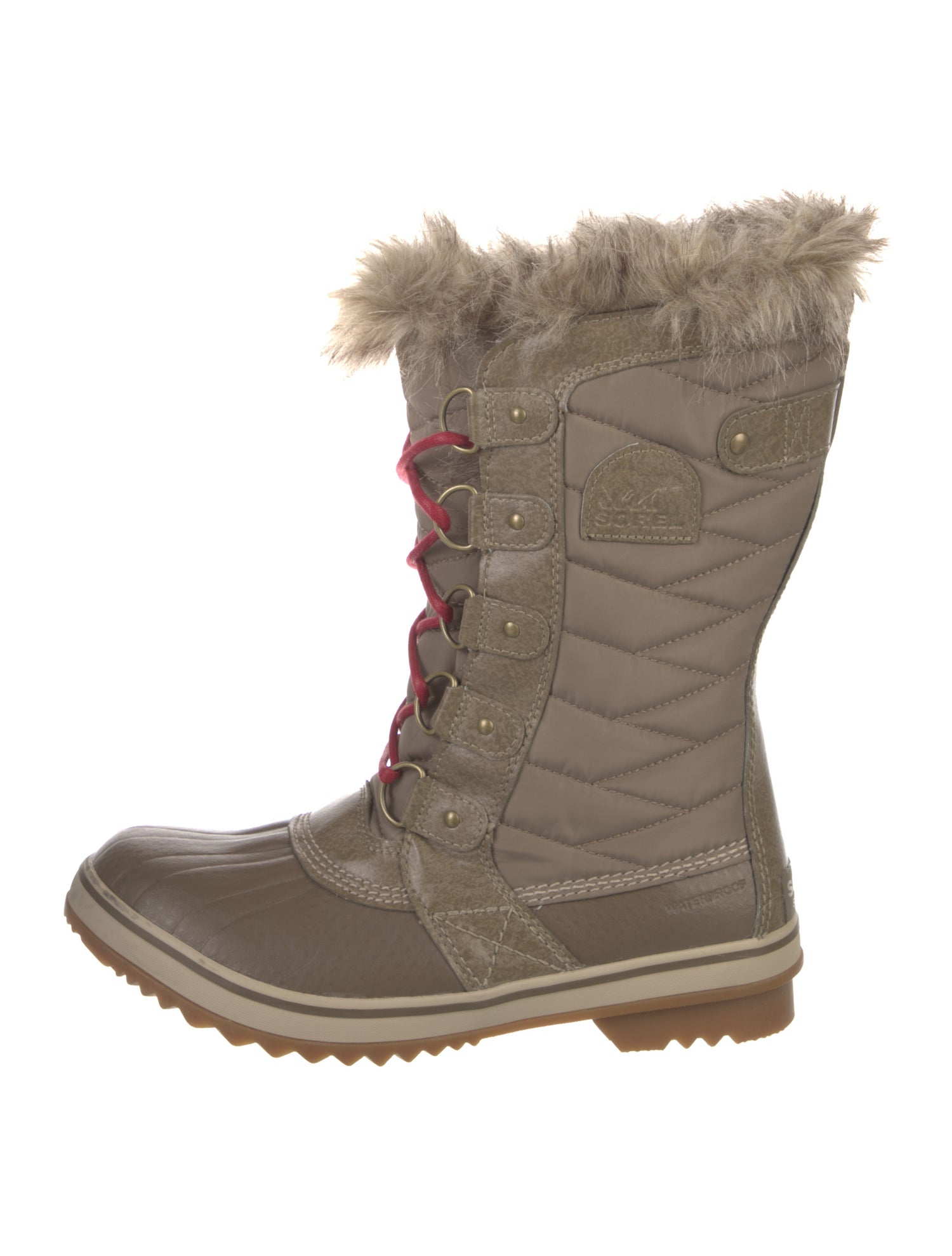 Sorel Nylon Fur Trim Lace-Up Boots