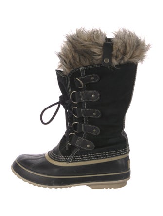 Sorel Suede Fur Trim Lace-Up Boots