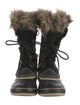 Sorel Suede Fur Trim Lace-Up Boots