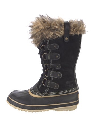 Sorel Suede Fur Trim Lace-Up Boots