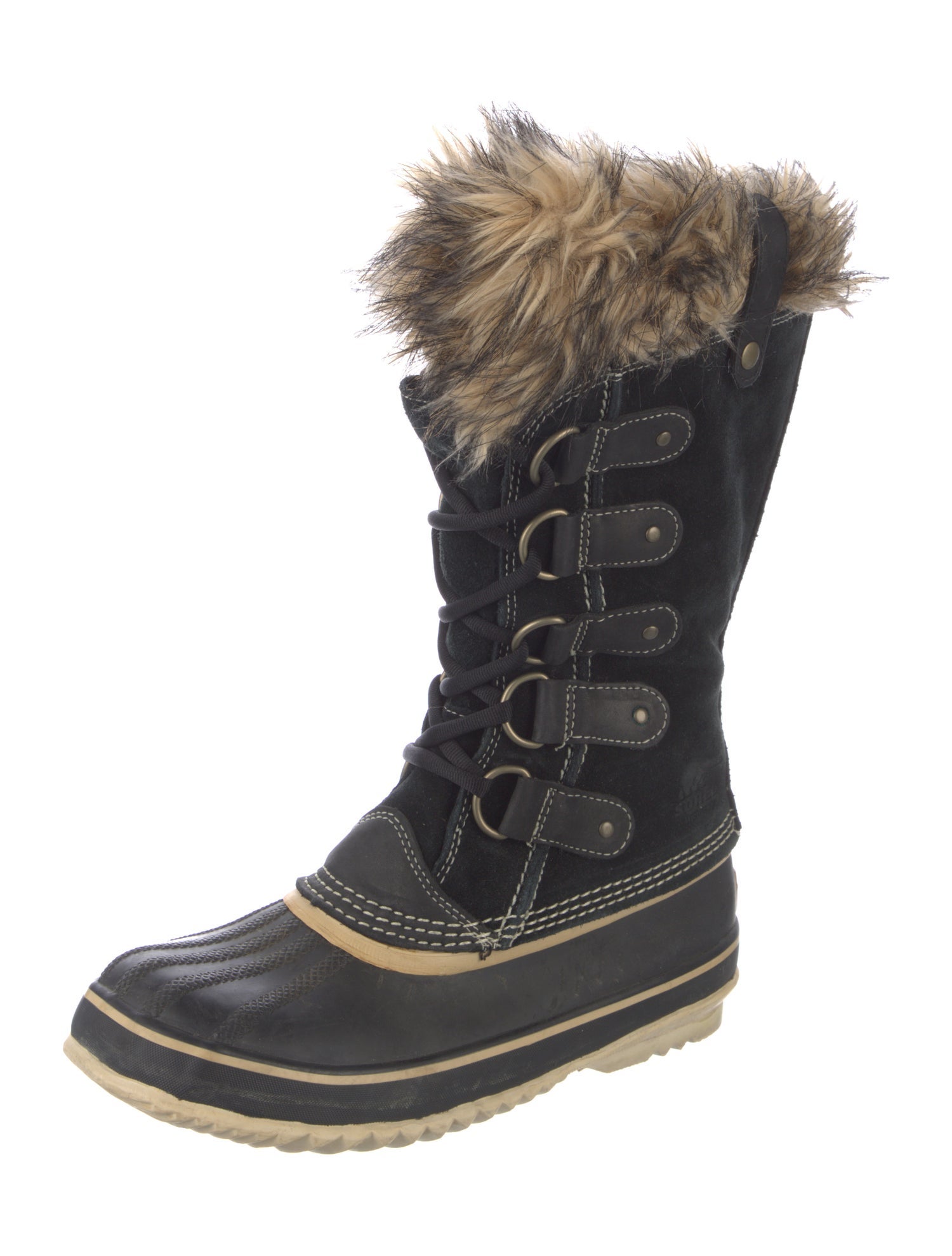 Sorel Suede Fur Trim Lace-Up Boots