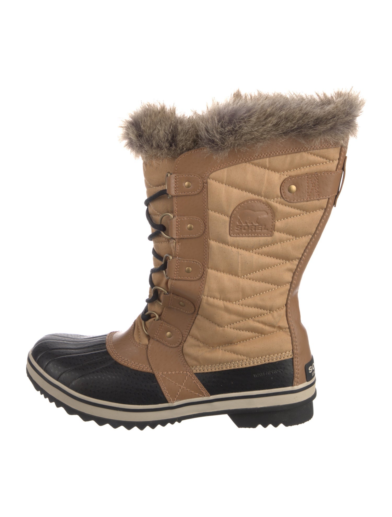 Sorel Colorblock Pattern Fur Trim Lace-Up Boots