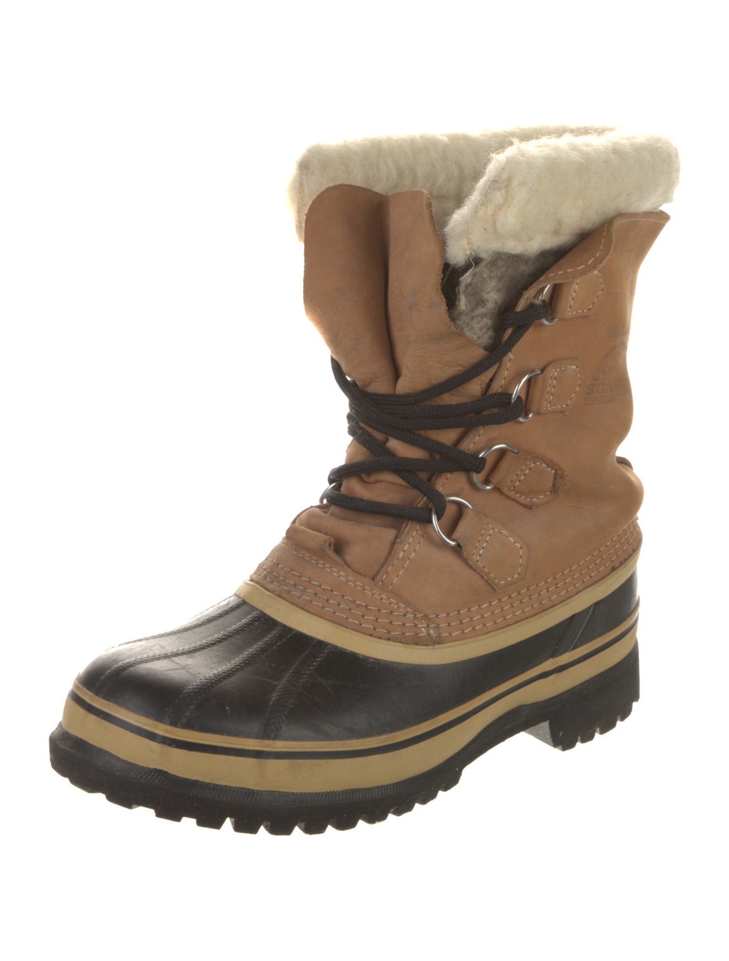 Sorel Leather Faux Fur Trim Lace-Up Boots