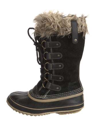 Sorel Suede Fur Trim Lace-Up Boots