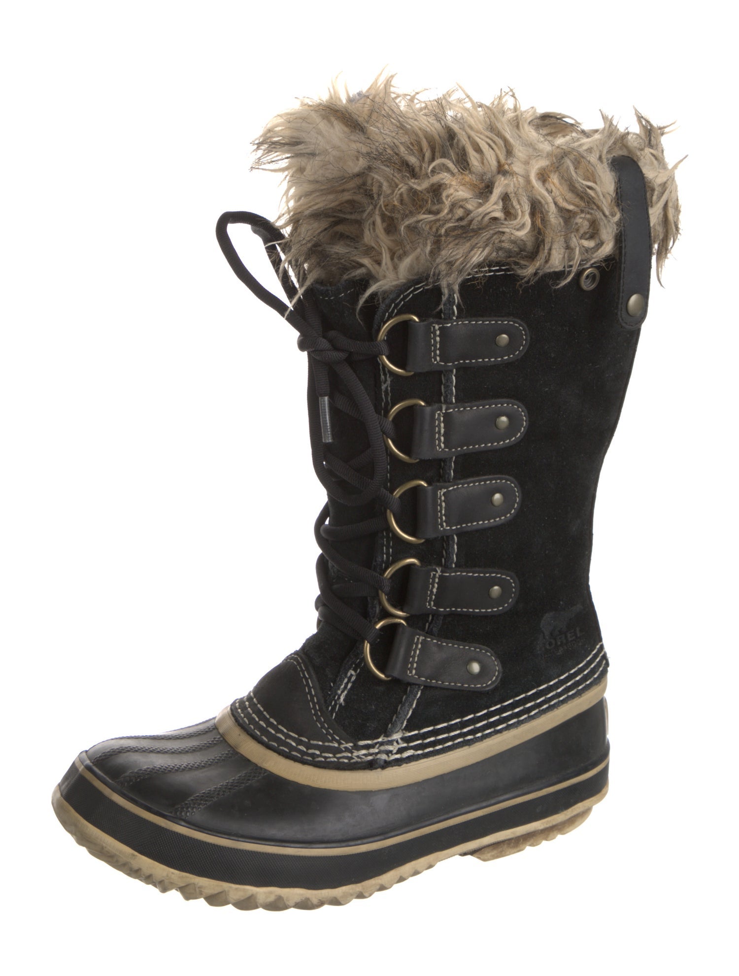 Sorel Suede Fur Trim Lace-Up Boots
