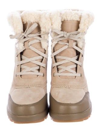 Sorel Suede Faux Fur Trim Lace-Up Boots