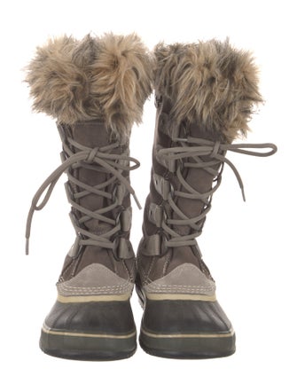 Sorel Suede Faux Fur Trim Lace-Up Boots