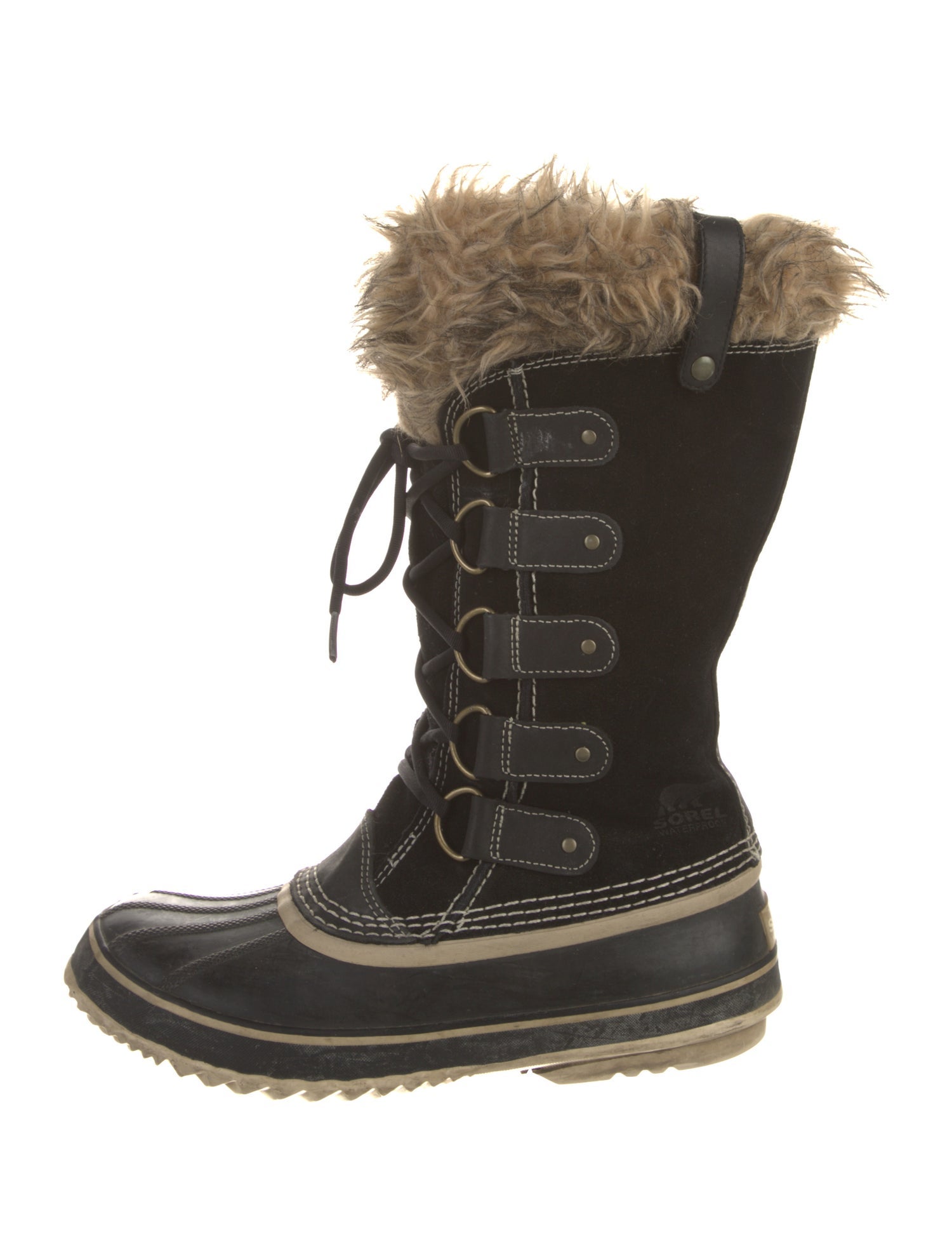 Sorel Suede Faux Fur Trim Lace-Up Boots