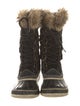 Sorel Suede Faux Fur Trim Lace-Up Boots