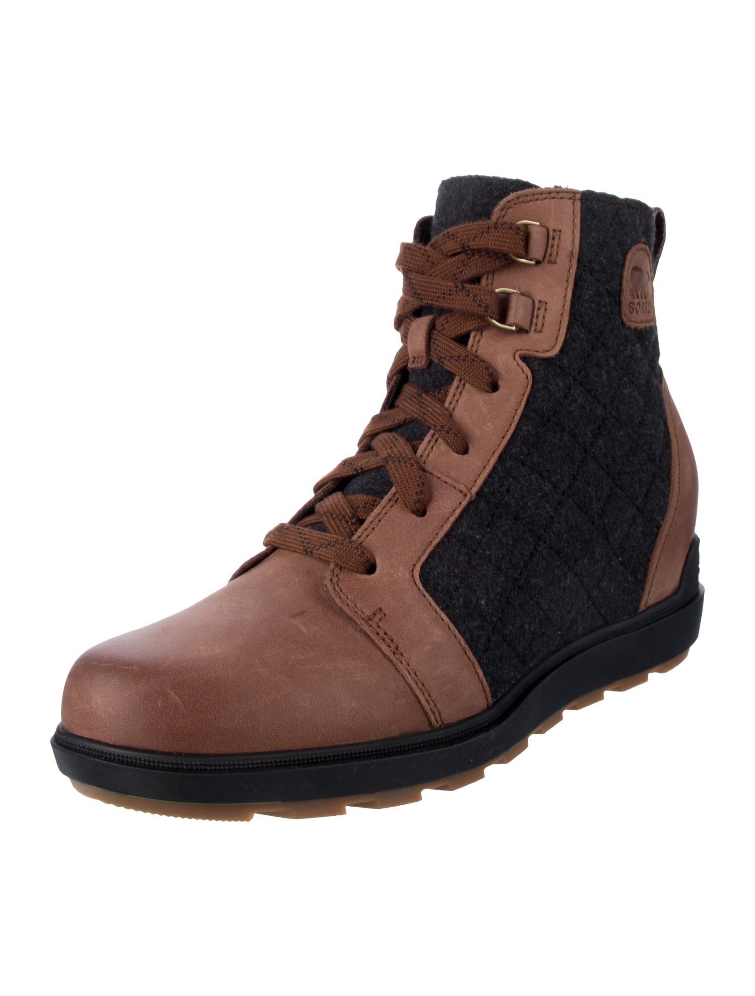 Sorel Leather Colorblock Pattern Combat Boots