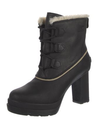 Sorel Leather Fur Trim Lace-Up Boots