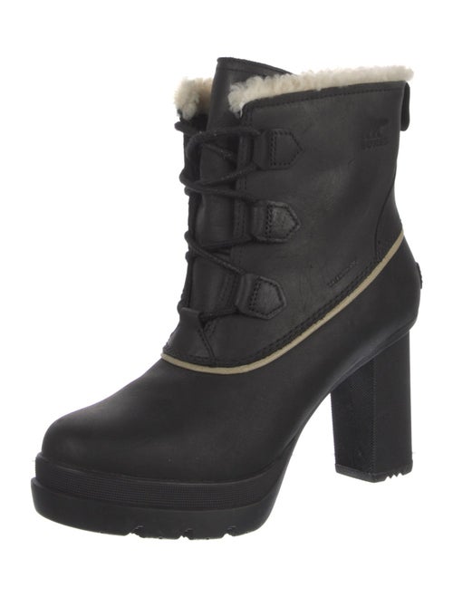 Sorel Leather Fur Trim Lace-Up Boots