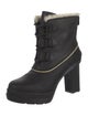 Sorel Leather Fur Trim Lace-Up Boots