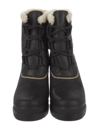 Sorel Leather Fur Trim Lace-Up Boots