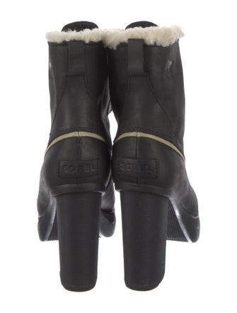 Sorel Leather Fur Trim Lace-Up Boots