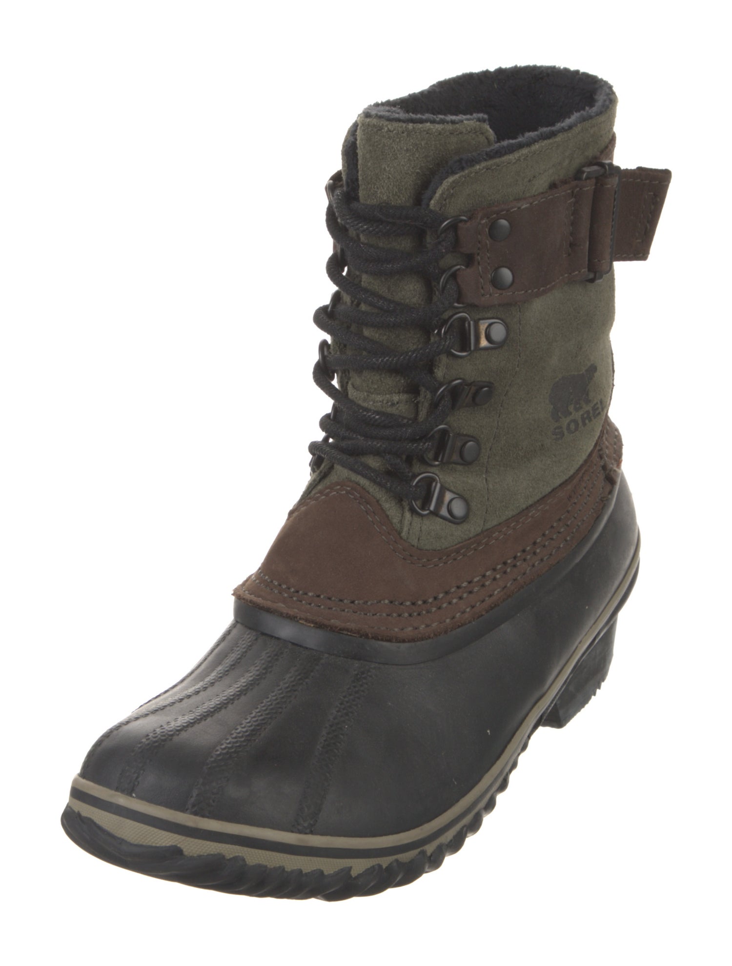 Sorel Suede Colorblock Pattern Lace-Up Boots