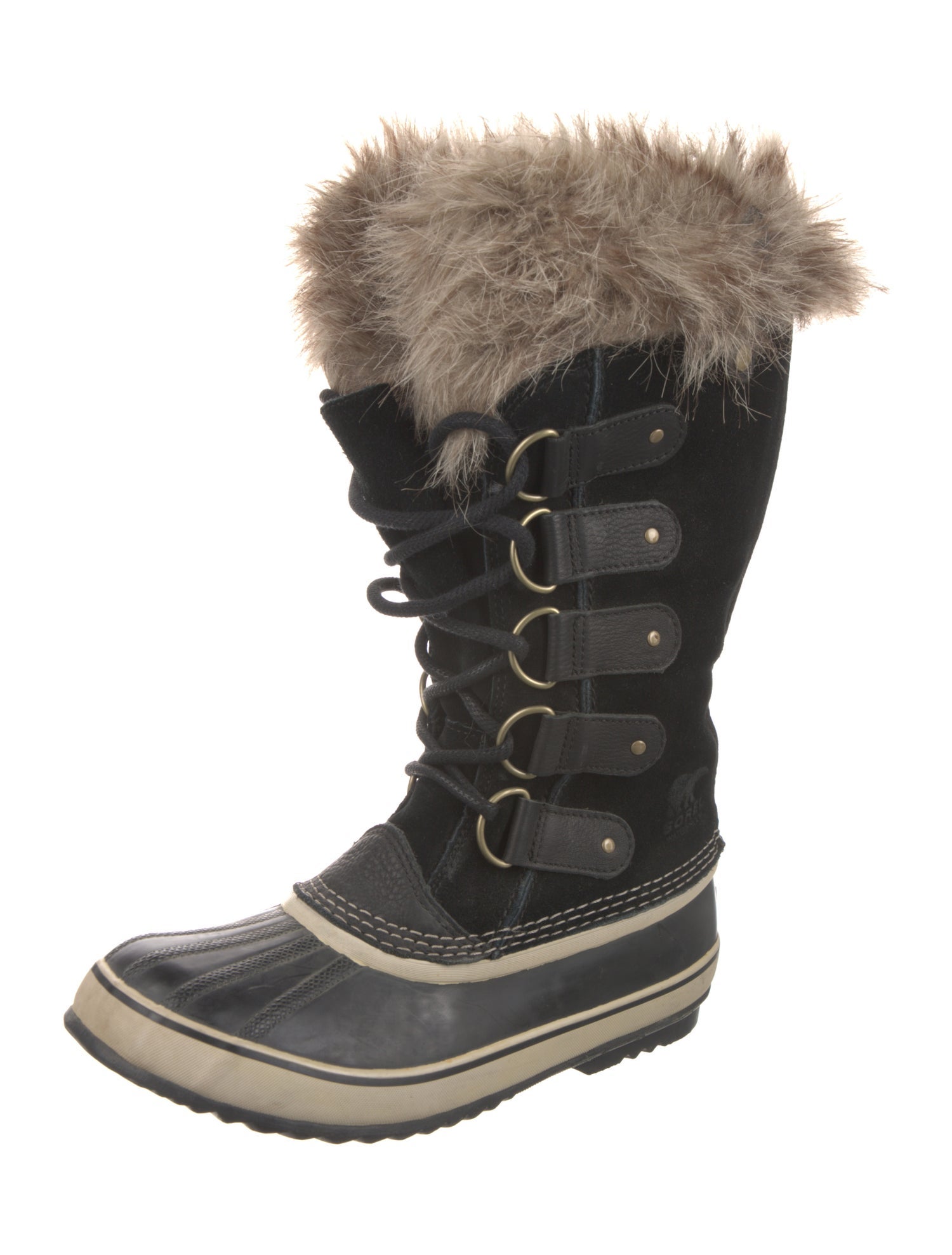 Sorel Suede Faux Fur Trim Lace-Up Boots