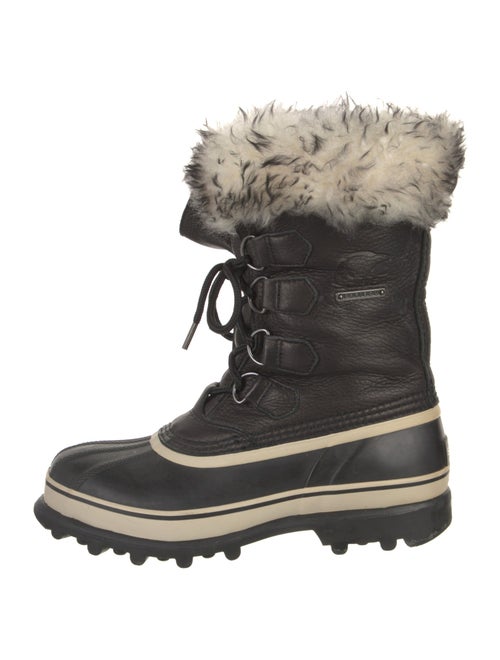 Sorel Leather Fur Trim Lace-Up Boots