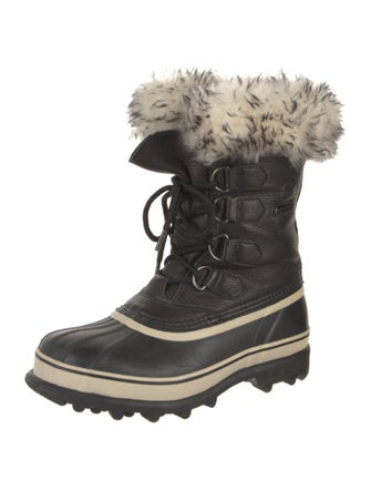 Sorel Leather Fur Trim Lace-Up Boots