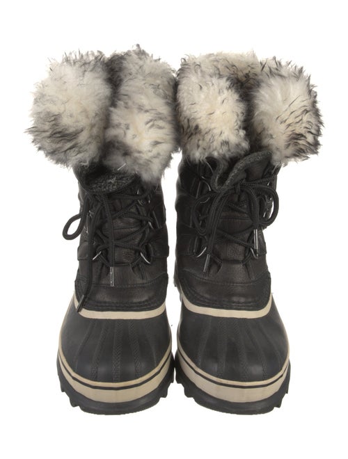 Sorel Leather Fur Trim Lace-Up Boots