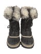 Sorel Leather Fur Trim Lace-Up Boots