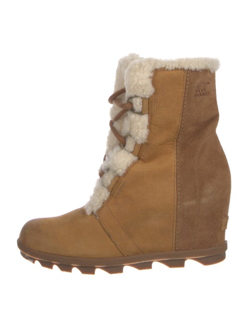 Sorel Suede Fur Trim Lace-Up Boots