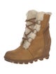 Sorel Suede Fur Trim Lace-Up Boots
