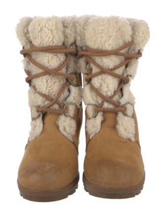 Sorel Suede Fur Trim Lace-Up Boots