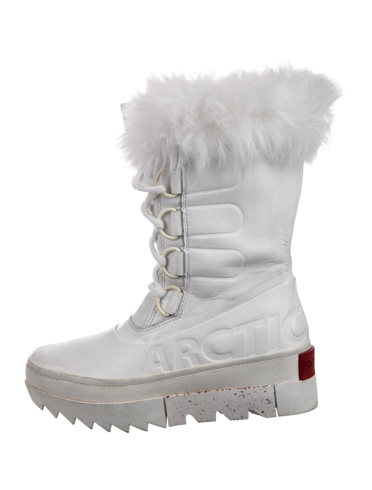 Sorel Leather Fur Trim Lace-Up Boots
