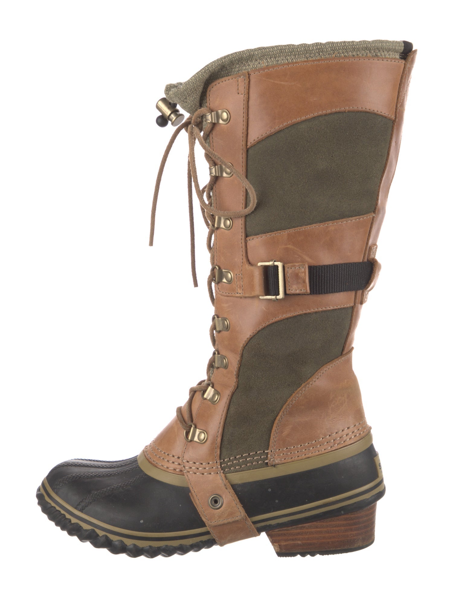 Sorel Leather Colorblock Pattern Lace-Up Boots